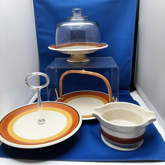 MCM Cheese Domed Lid Tapas Butter Serving Dish W Dalton Tangerine Gold Speckle - Picture 8 of 9